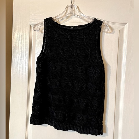Talbots Petites Sleeveless Black 100% Linen Pullover Cable Knit Sweater Size L - Picture 2 of 5